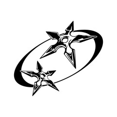 vector illustration of two shuriken silhouettes