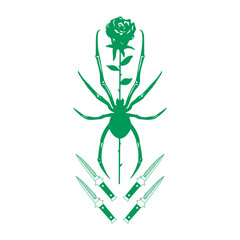 vector illustration of spider with rose
