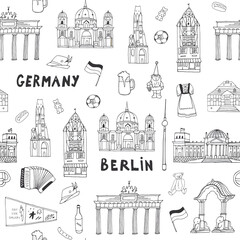 Travel Berlin Germany vector line seamless pattern © GooseFrol