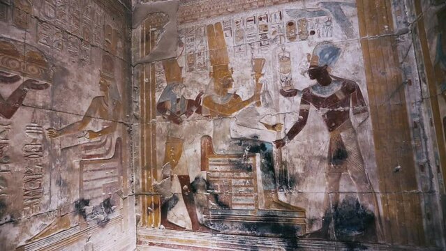Wall Paintings In The Ancient Egyptian Temple Of Abydos