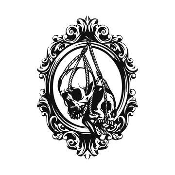 vector illustration of a skull with a rope