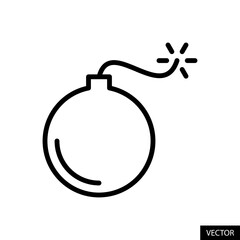 Bomb vector icon in line style design for website design, app, UI, isolated on white background. Editable stroke. Vector illustration.