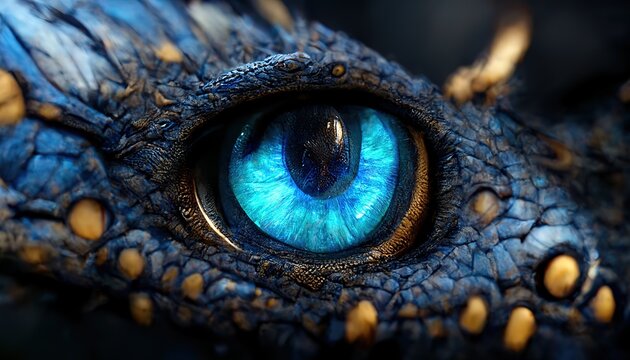 blue eye, dragon monster close up, Cave Manupulation with dragon eye © Яна Деменишина