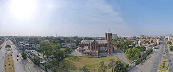 Fototapeta na wymiar Panorama of Lahore Cathedral Church - The Archdiocese of Lahore (formally called Cathedral Church of the Resurrection)
