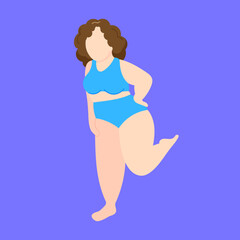 Beautiful female figure. Vector logo design template and illustration in simple minimal linear style - body positive emblem, abstract badge for lingerie designer and swimsuit shop, cosmetology, massa