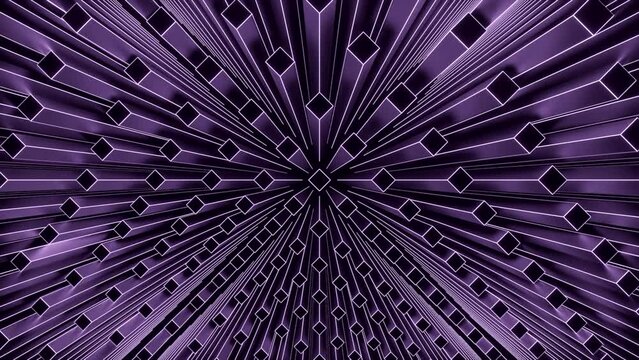 Abstract dynamic animated wave moving structure of colorful columns or blocks. Design. 3D motion background of a radial pattern of columns.