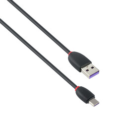 cable with USB and Type-C connector, isolated on white background