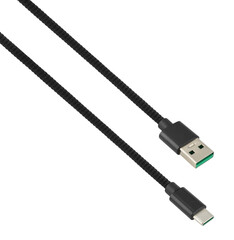 cable with USB and Type-C connector, on white background