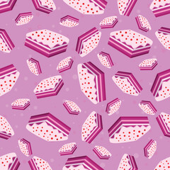 Purple square cake seamless pattern