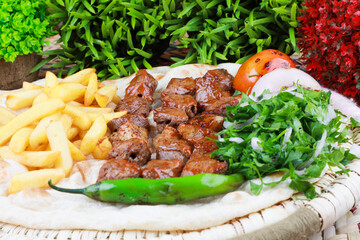 Middle Eastern Arabian Roasted Mutton lamp  Recipe with Potato Fries