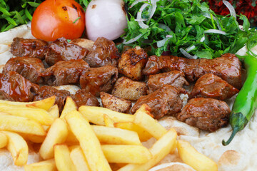 Middle Eastern Arabian Roasted Mutton lamp  Recipe with Potato Fries