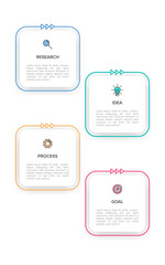 Vertical infographic design with icons and 4 options or steps. Thin line. Infographics business concept. Can be used for info graphics, flow charts, presentations, mobile web sites, printed materials.