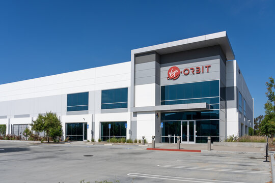 Long Beach, CA, USA - July 10, 2022: Virgin Orbit headquarters in Long Beach, California, USA. Virgin Orbit is a company within the Virgin Group which provides launch services for small satellites.