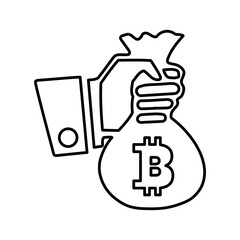 Bitcoin, cryptocurrency, invest line icon. Outline vector.