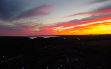 Beautiful bright contrasting sunset in suburbia