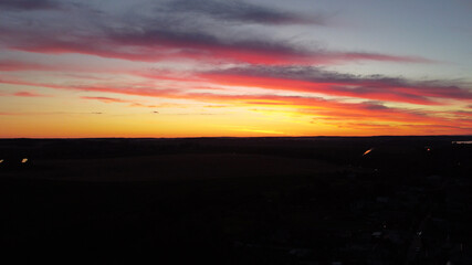 Beautiful bright contrasting sunset in suburbia