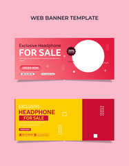 Exclusive headphone sale social media cover and web banner template set