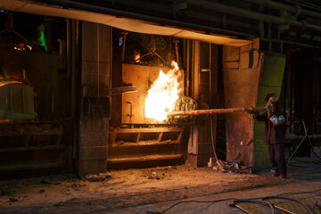 Fototapeta na wymiar Copper toughening process in gas furnace.