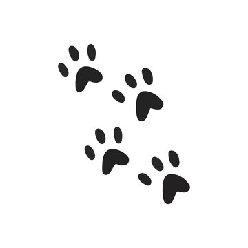Animal footprints. Flat collection on white backdrop. Cartoon animal illustration.