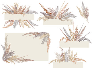 Vector image flat style natural grass silhouette borders. Image can be easily edited and used for scrapbooking and design