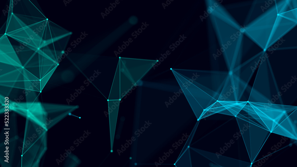 Leinwandbilder Network connection structure. Science background. Abstract digital background. Big data visualization. 3d rendering.