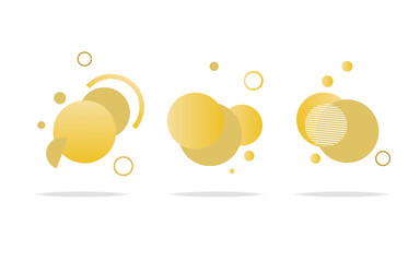 Set of round abstract badges, icons or shapes in trendy daffodil color.