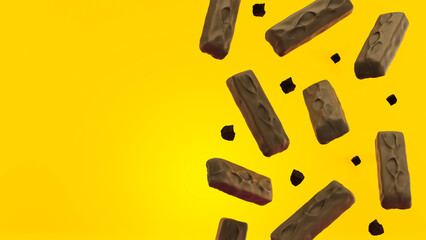 Chocolate Bars isolated with yellow background