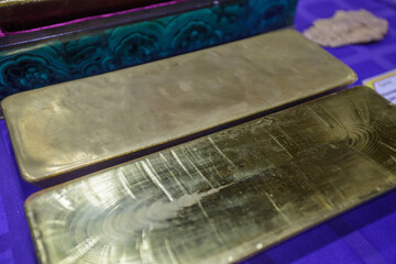 Closeup view of pure gold bullion.