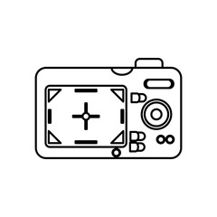 Photo vector icon and photograph symbol illustration outline. Camera film picture technology line and web image sign thin. Photographer frame lens and flat equipment simple element. Device capture