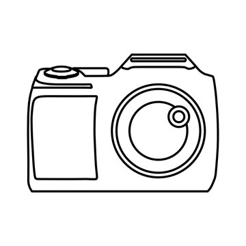 Photo vector icon and photograph symbol illustration outline. Camera film picture technology line and web image sign thin. Photographer frame lens and flat equipment simple element. Device capture