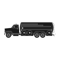 Fuel truck transportation vector icon illustration solid black. Vehicle transport industry gasoline trailer isolated white lorry car