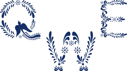 mexican talavera alphabet letters set collection illustration in vector format