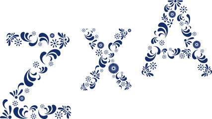 mexican talavera alphabet letters set collection illustration in vector format