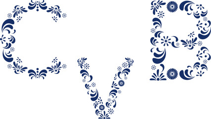 mexican talavera alphabet letters set collection illustration in vector format