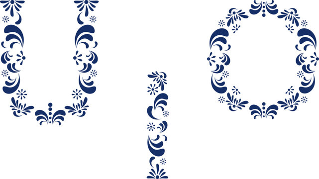 mexican talavera alphabet letters set collection illustration in vector format