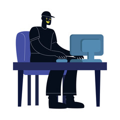 hacker silhouette using desktop