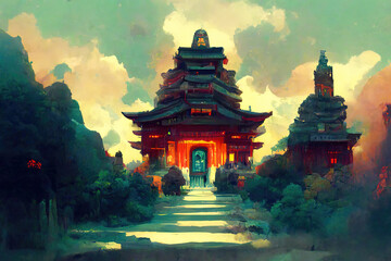 Mystical Beautiful Ancient Asian Temple