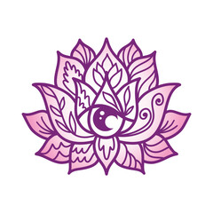 Ornamental Boho Style lotus Flower. Decoration in ethnic oriental, Indian style.