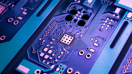 a printed circuit board in blue
