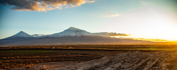 Ararat mountain at the sunset