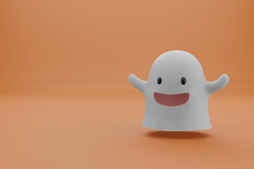 happy halloween cute ghost and pumpkin jack o lanturn element for halloween holiday 3d render illustration 