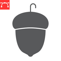Acorn glyph icon, natural and autumn, acorn vector icon, vector graphics, editable stroke solid sign, eps 10.