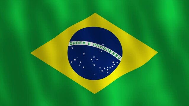 Brazil flag waving video animation. Seamless loop. 4K footage