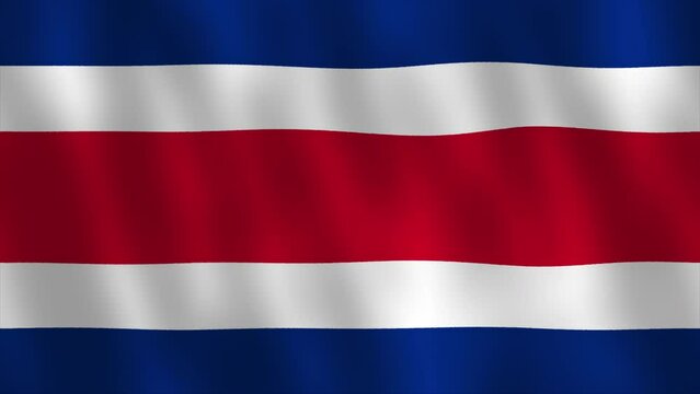 Costa Rica flag waving video animation. Seamless loop. 4K footage