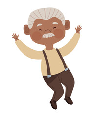 afro old man jumping