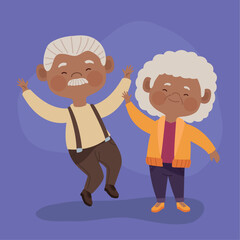 happy afro old couple