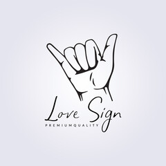 Fototapeta na wymiar love sign hand gesture line logo symbol vector illustration design