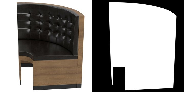 3D rendering illustration of a Chesterfield diner booth corner couch