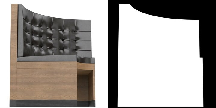 3D rendering illustration of a Chesterfield diner booth corner couch