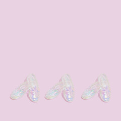 Creative layout of Ballet pointe shoes on pastel pink background. Ballet, dance idea. © lagano